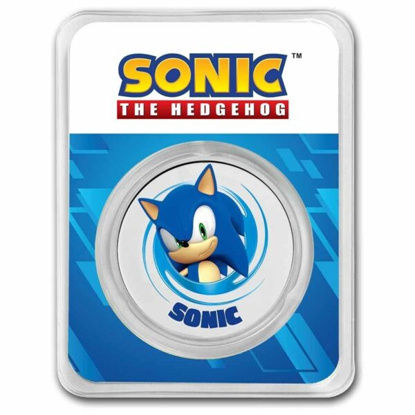 9Fine Mint Ježek Sonic 1 oz kolorizované stříbro