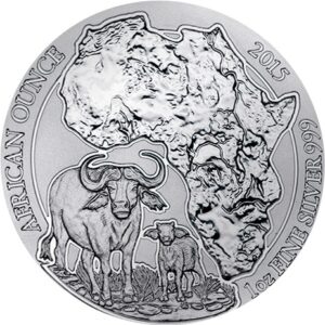 BH Mayer Kunstprageanstalt GmbH 1 oz 2015 Rwanda Cape Buffalo stříbrná mince