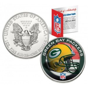 Merrick Mint GREEN BAY PACKERS 1 Oz American Silver Eagle $ 1 US Color Colour - NFL LICENSED