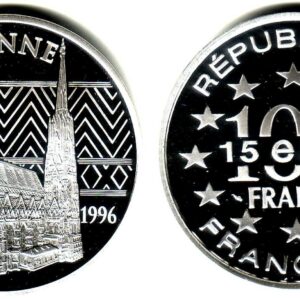 Mince 100 franků - 15 Euro 1996 Frankreich Stephansdom ve Wien Proof