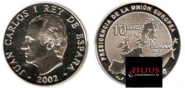 Mince :-2002 10 Euro - Juan Carlos I Španělské předsednictví