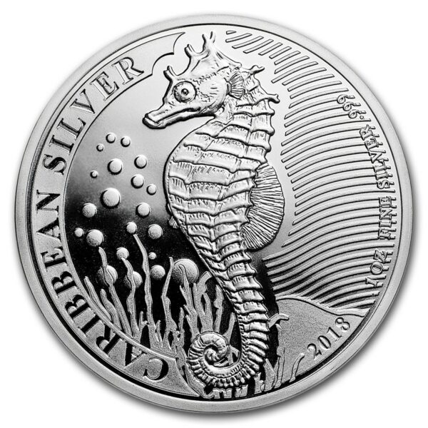 Mince : 2018 Barbados 1 oz Stříbro Mořský koník  BU