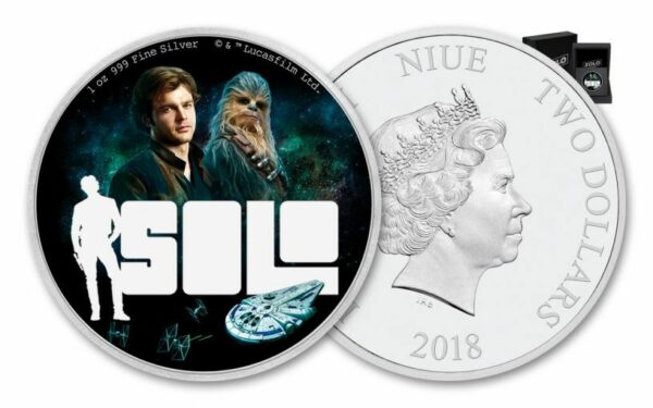 Niue Island 2018 Niue 2 Dollar 1-oz Star Wars Han Solo Colorized Proof