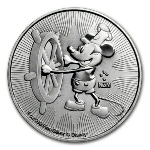 Niue Island Mince Niue 1 oz Stříbrná $ 2 Disney Parník  Willie BU