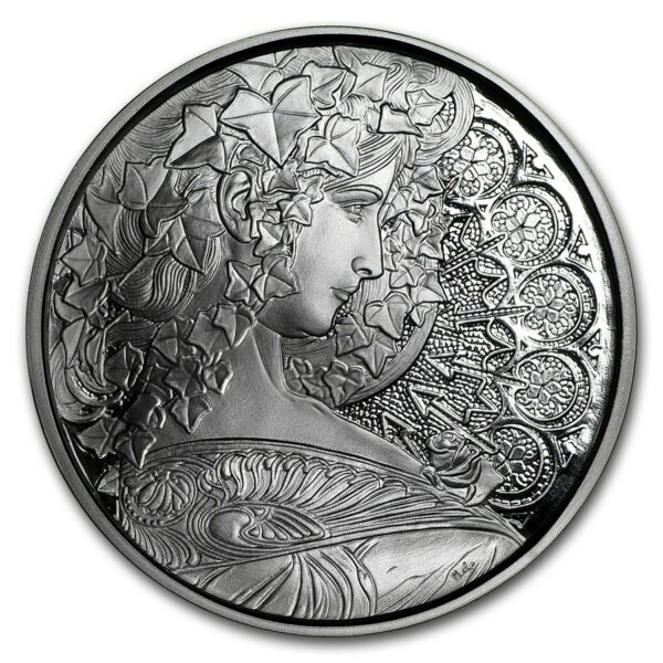 Silver Shield Mince 1 oz Kolekce Mucha Collection (Ivy)