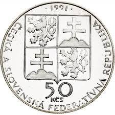 Stříbrná mince 50 Kčs Piešťany 1991