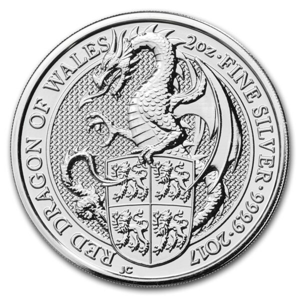 Stříbrná mince The Queen's Beasts Red Dragon 2 Oz 2017