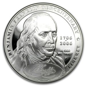 UNITED STATES MINT 2006-P Ben Franklin zakladatel otec $ 1 Silver Commem Prf (w / box)