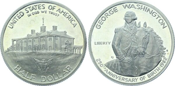 UNITED STATES MINT Mince Spojené státy Half Dollar 1982 250. výročí - George Washington