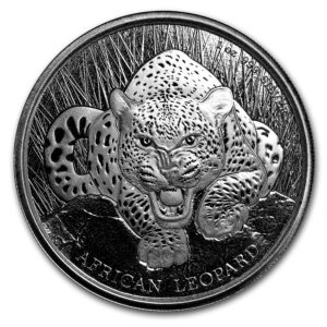 Mince - 2017 Republika Ghana 5 Cedi 1 oz africký leopard BU