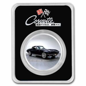 UNITED STATES MINT Mince Corvette (1963) Black Stingray TEP (barevná) 1 oz