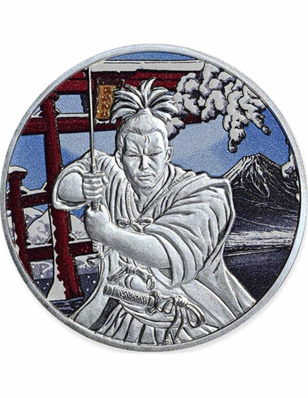 China mint Stříbrná mince Ancient Warriors – Samurai 1 Oz 2022 Fiji Colorized