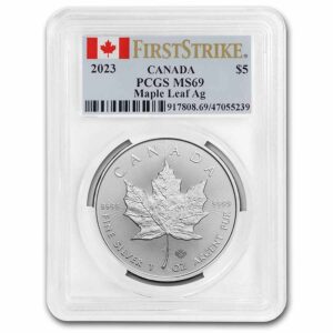 Royal Canadian Mint Stříbrná mince Maple Leaf MS-69 PCGS 1 Oz Kanada 2023