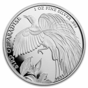 9Fine Mint Papua Nová Guinea 1 oz Silver Bird Of Paradise BU 2023