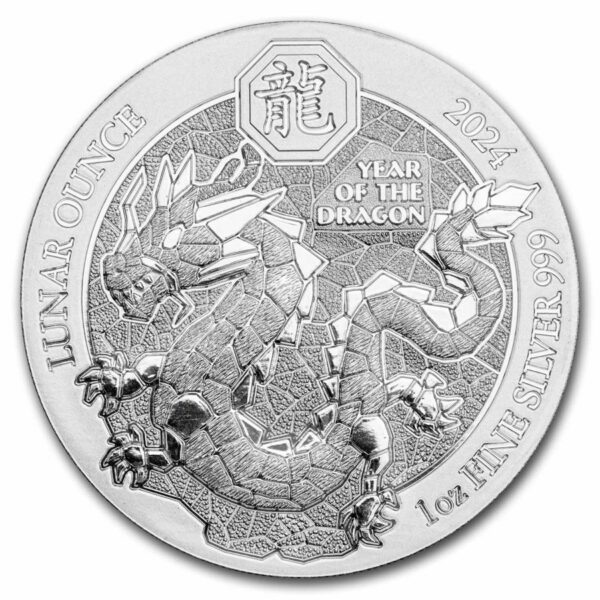 Private Mint Lunární rok draka BU 2024 Rwanda 1 oz