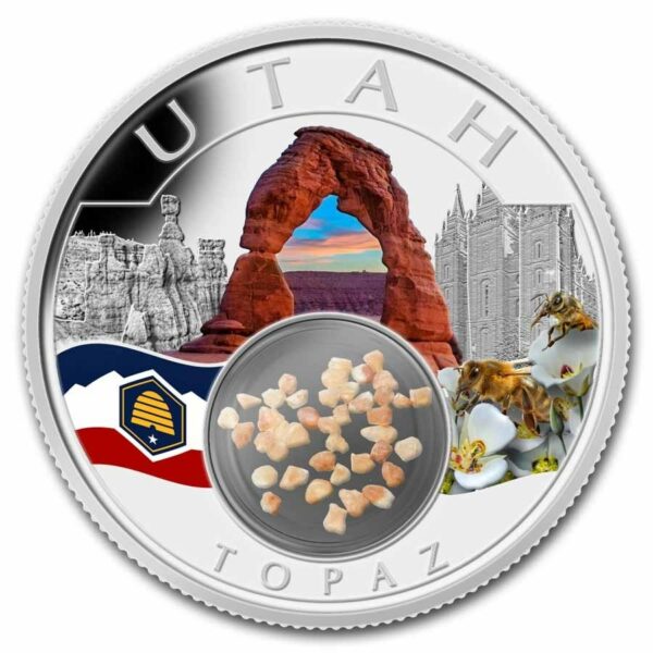 Native American Mint Treasures of the US Utah Topaz (Colorized) 1 Oz 2024 Native Mint