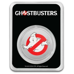 9Fine Mint 2024 1 oz Stříbrná mince 2 $ Ghostbusters No Ghost Logo BARVA