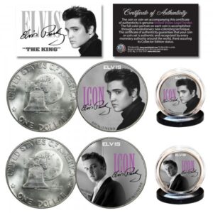 U.S. Mint ELVIS PRESLEY Icon Collection Originální sada 2 mincí k výročí 1976 amerických dolarů IKE Eisenhower Dollar