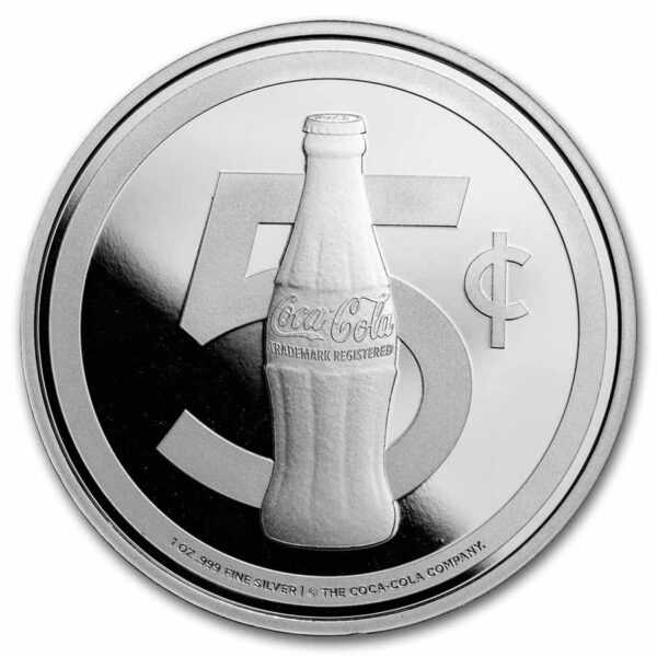 9Fine Mint Coca-Cola® 5 centová láhev 1 oz Silver Struck Round