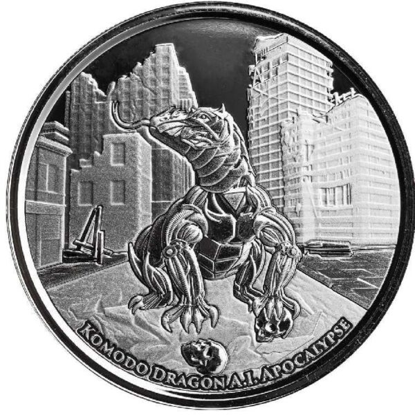 New Zealand Mint KOMODO DRAGON AI APOCALYPSE 2022 1 OZ ČISTÉHO STŘÍBRA