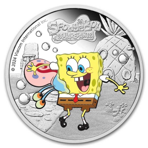 Perth Mint SpongeBob SquarePants & Gary Colorized 1 Oz Tuvalu