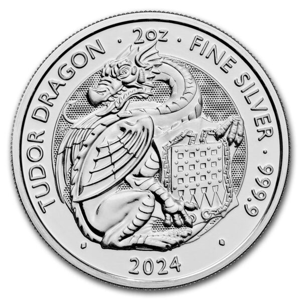 Royal Mint Tudor Beasts Tudor Dragon BU 2 Oz 2024